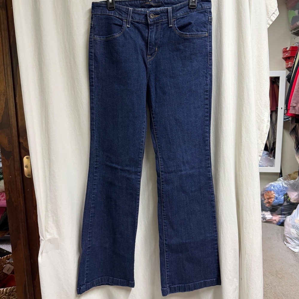 Levis The Original Jean Womens Dark Wash Denim Stretch Bootcut Jeans